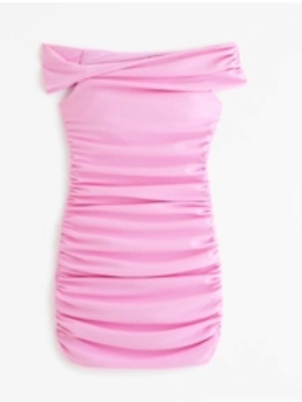 Abercrombie & Fitch Pink Off-Shoulder Ruched Midi Dress